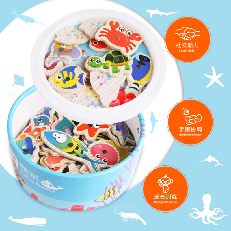 Kinderen Houten Speelgoed Magnetische Spelletjes Vissen Speelgoed Kids 3D Vis Baby Kids Educatief Speelgoed Outdoor Funny Jongens Meisje d237