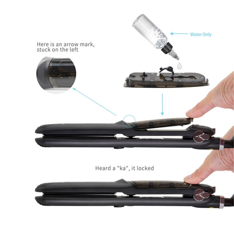 Paquete de plancha de pelo de vapor plancha de aceite de argán plancha de vapor plancha pintura de inyección 450F cuidado del cabello