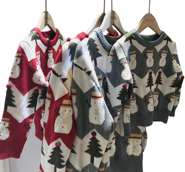 År familie juletrøjer julestrikkede varme broderier voksne børn pulloversweatshirt mor og pige sweatere
