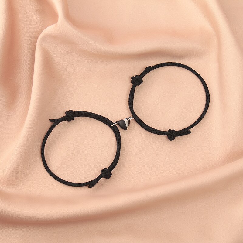 SL102 modisch Schwarz und Weiß Liebe Magnet Mailand Seil Paar Armbänder EIN Paar Freundinnen Armbinde Schmuck: Schwarz Paar