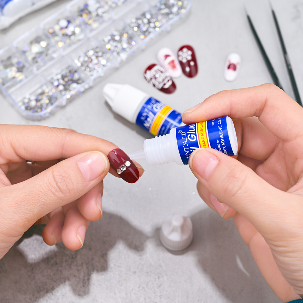 Schnell trocknende Nagelkunst-Kleberspitzen, glitzernde UV-Acryl-Strasssteine, Dekorationen, Nagelkleber, Gel, falsche Spitzen, Maniküre-Kleber, Bond-Kleber #