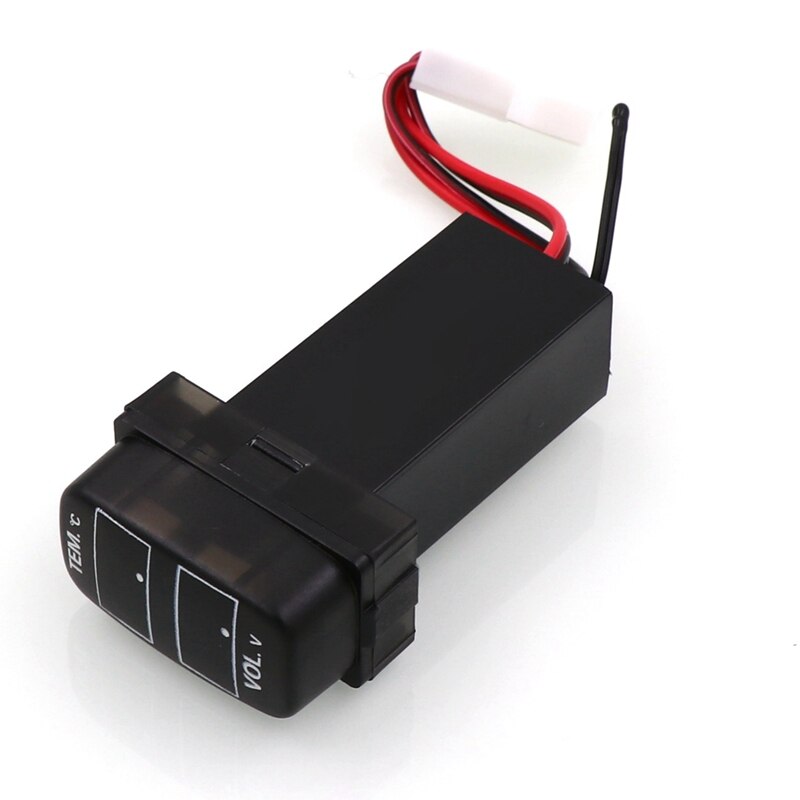 Car Digital Voltmeter Temperature Gauge 2 in 1 Voltage Temp LED Display Meter for Mitsubishi