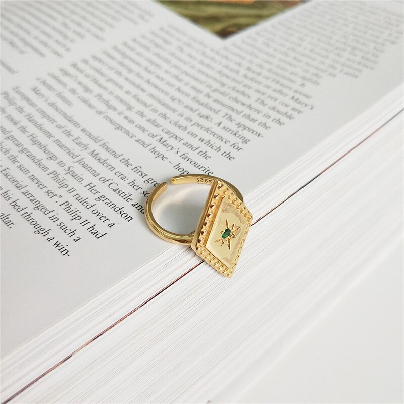INZATT Reine 925 Sterling Silber Minimalis Geometrische Raute Durchbrochene Ring Edlen Schmuck Für Frauen Party Punk Zubehör