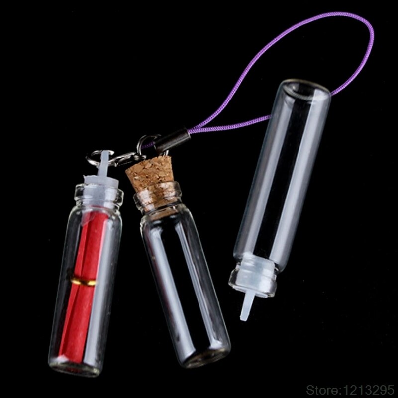 10Pcs 2ml Glass Plastic Stopper Bottle Wishing Bottles Vials DIY Wedding Party