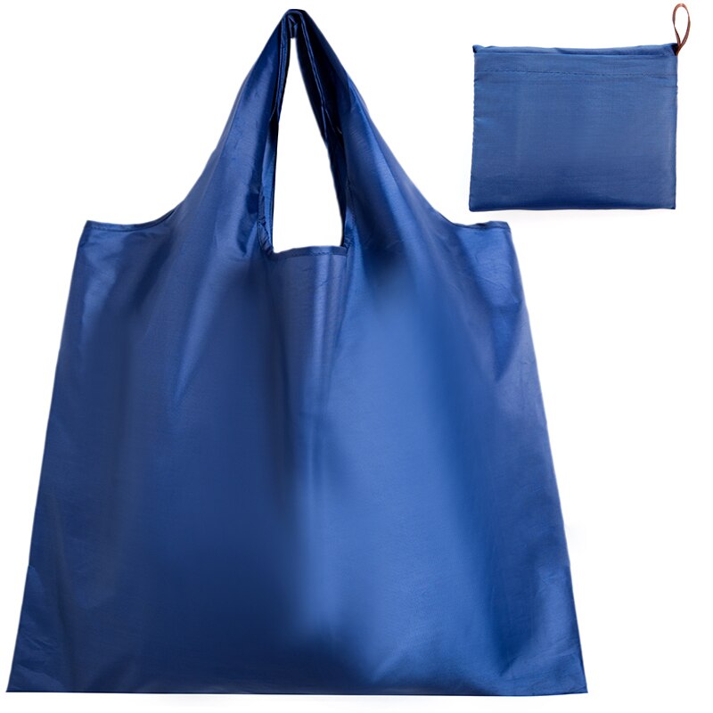 Pure Colour Eco Tote Shopping Bag Print Women Foldable Recycle Grocery Storage Bag Female Supermarket Shopper Bag: bule