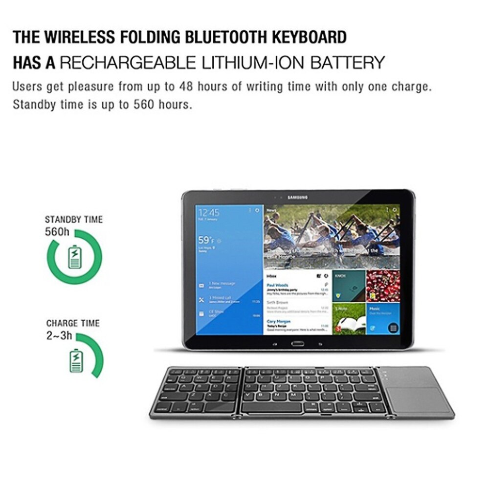 Portable Folding Bluetooth Mini Keyboard Foldable Wireless Klavye Touchpad Russian En Keypad for IOS/Android/Windows ipad Tablet