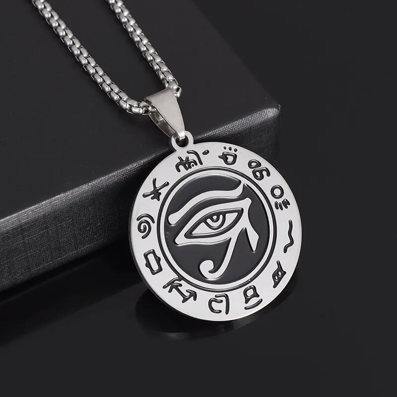 Colgante Vintage de ojo de sol de Dios, collar de ojo que todo lo ve, joyería de amuleto religioso para hombres y mujeres