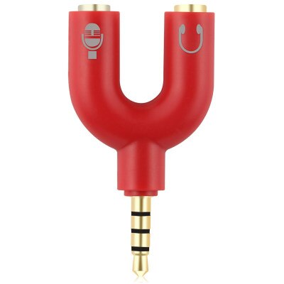 Jack 3.5 Mm Audio Kabel Connector Hoofdtelefoon Plug 1 Is Verdeeld In 2 Koppels Delen Headset Adapter: Rood