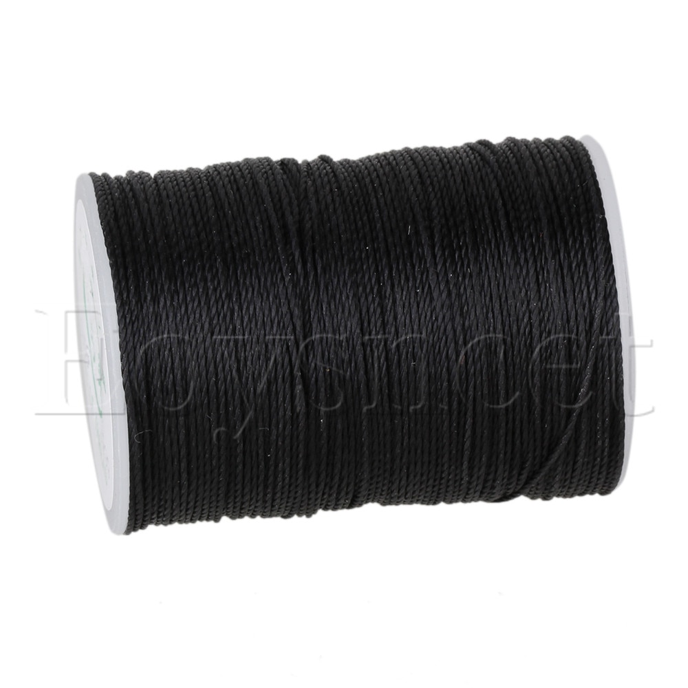 Artesanía de costura de cuero negro, hilo encerado de poliéster redondo, 0,55mm, 113m
