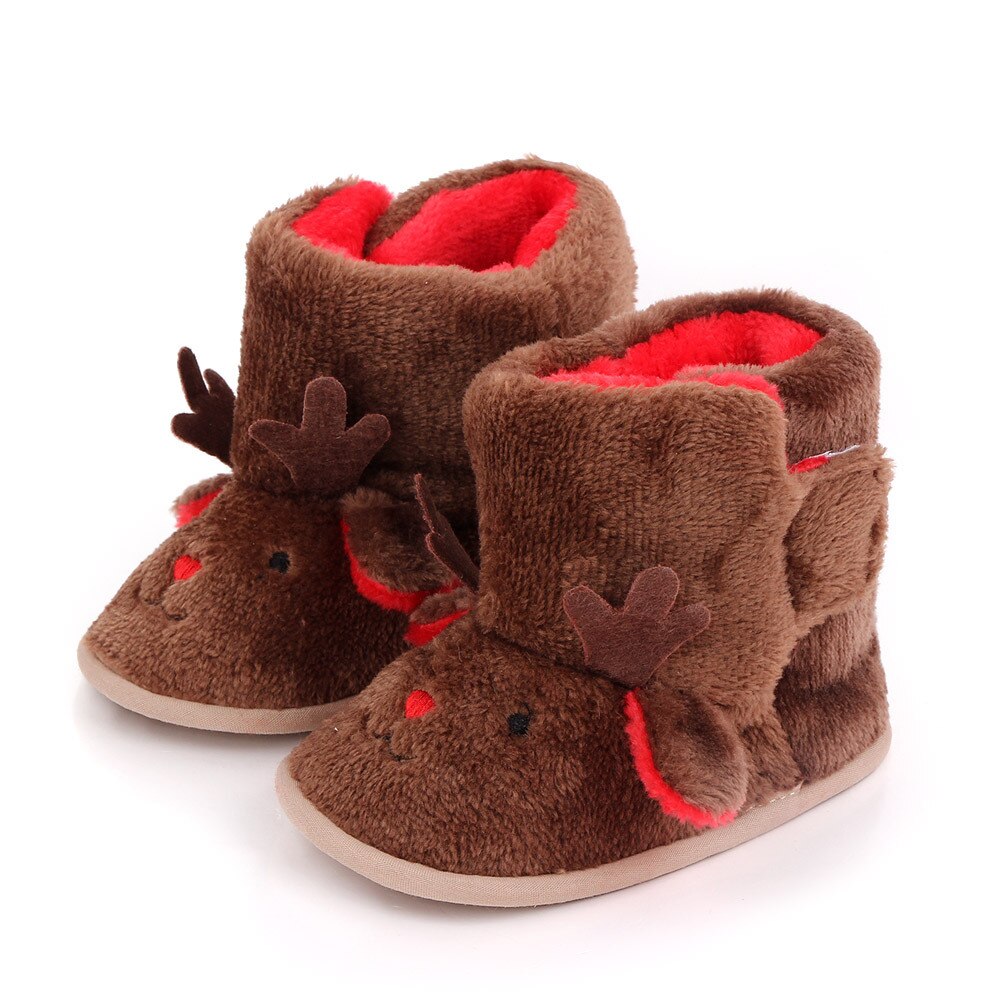 3-12M Winter Newborn Infant Baby Boy Girl Warm Boots Christmas Deer Snow Boots Cute Xmas: B / 9  to 12M