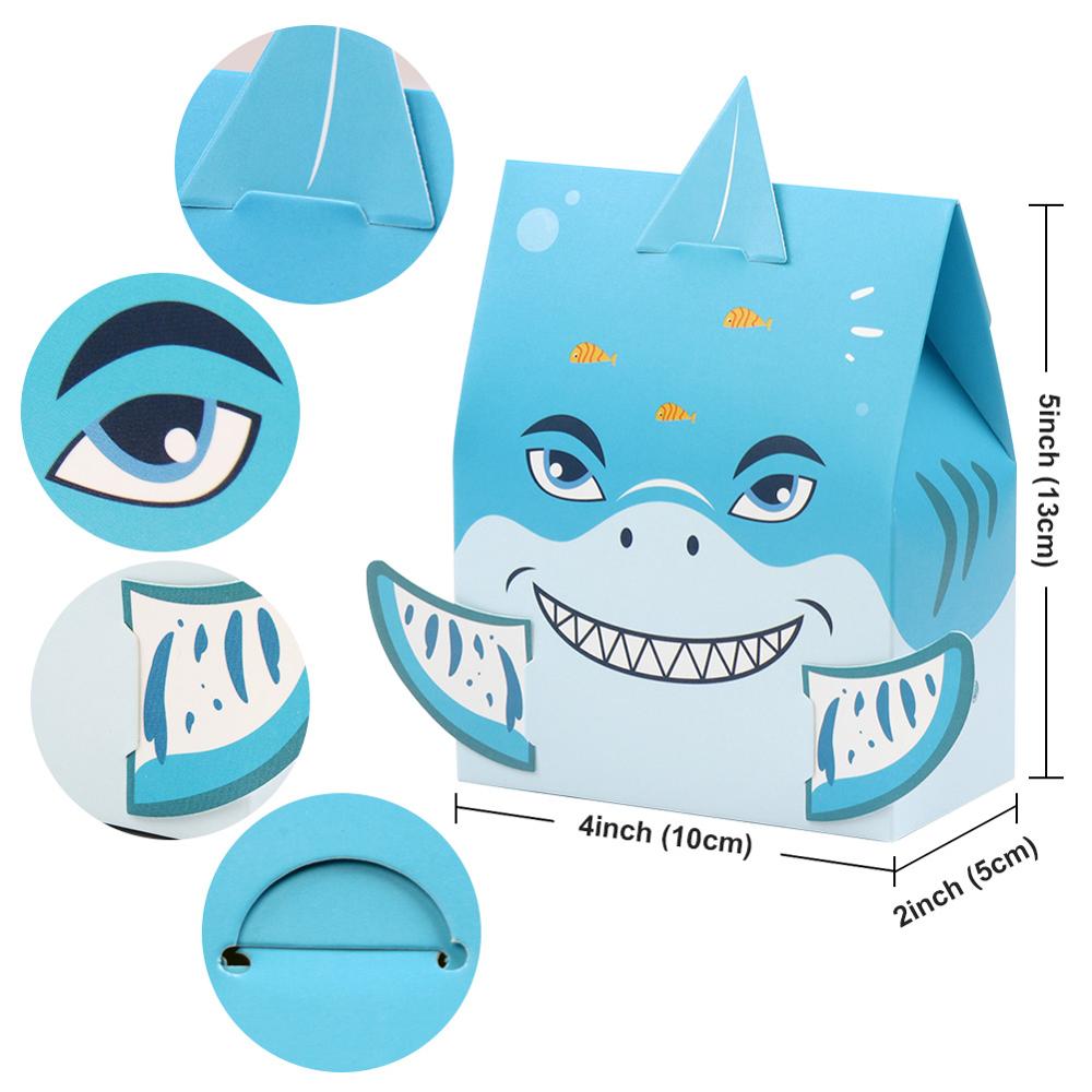 OurWarm 12Pcs Animal Shark Party Boxes Under the Sea DIY Paper Favor Box Shark Birthday Party Baby Shower Decorations