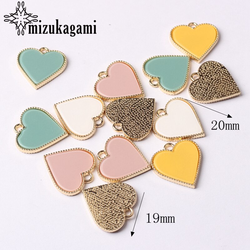 Zinc Alloy Golden Resin Candy Sweet Heart Cute Charms 20mm 6pcs/lot For DIY Necklace Jewelry Making Finding Accessories