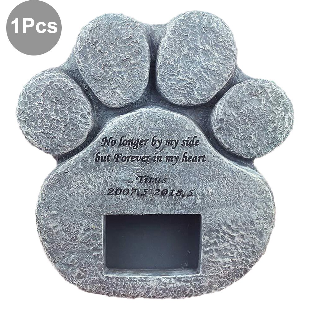 Pierres tombales en forme d'empreinte de chien et chat, Souvenirs d'animaux avec mots à mémoire de forme, cadre Photo en résine pour décoration de cour de maison