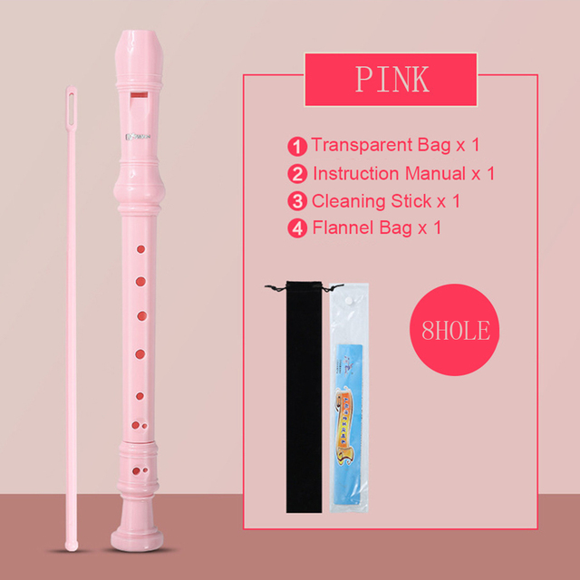 6/8 Holes Long Flute Soprano Recorder Flute Instrument For Children Educational Tool Beginner C Key Unique Sound Structure: PINK 8 8Hole
