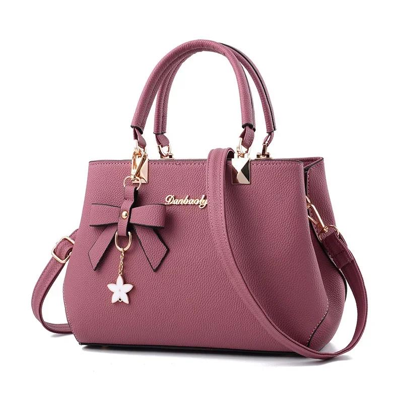 Elegante Frauen Bote Taschen Mit Blume Anhänger Büro Damen Totes Reine Handtasche Für Weibliche Umhängetaschen Umhängetaschen: Braun
