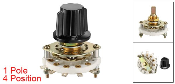 UXCELL 1/2/3/4 pôles 3/4/5/8 Position 1/2 canal de bande de pont sélecteur de commutateur rotatif avec bouton utilisé sur la Machine industrielle Radio TV: 1P4T