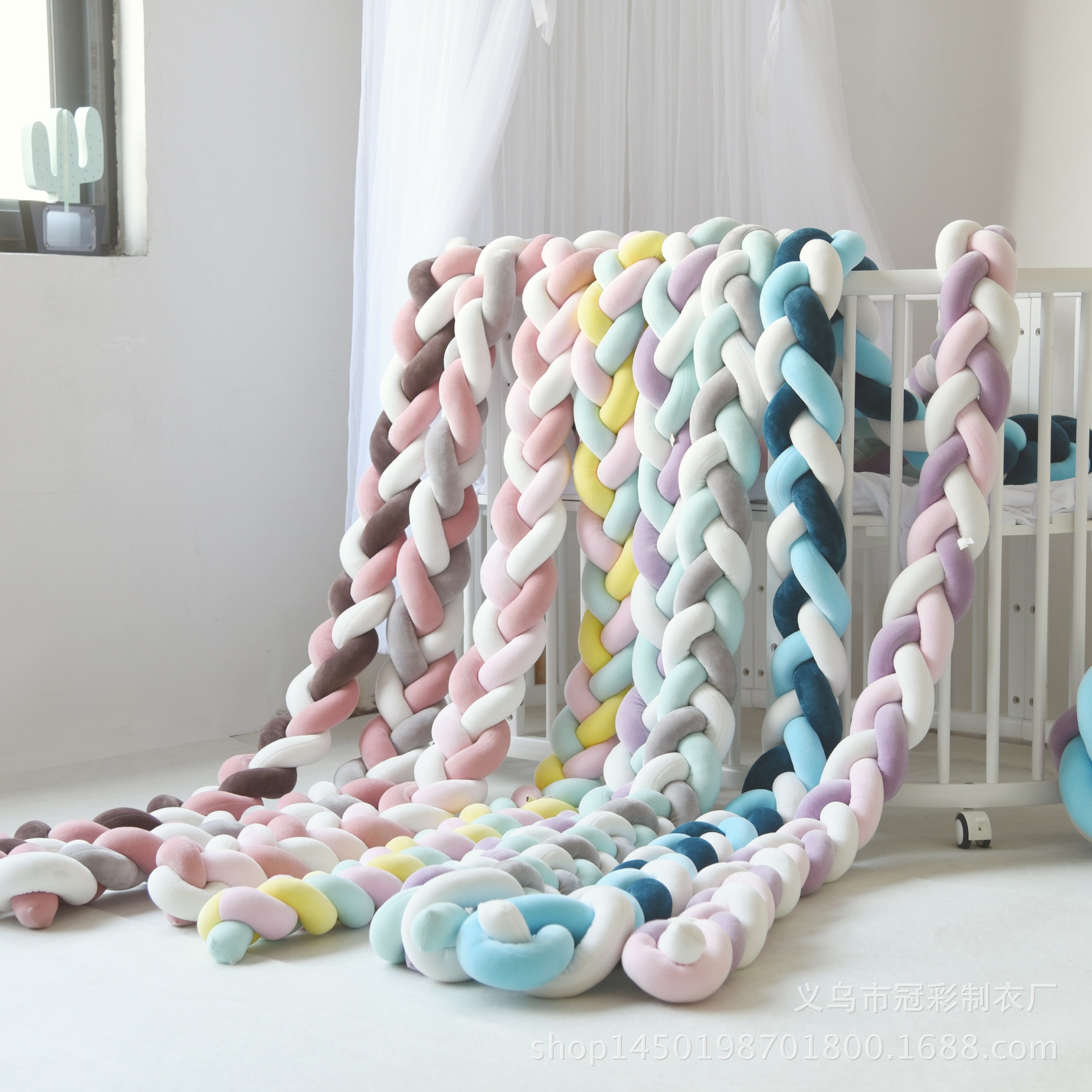 3M Länge Kleinkind Bett gewebte Anti-Kollision Streifen nordisch Stil Baumwolle Mehrfarbig Baby Bett Sicherheit Leitplanke Für freundlicher der