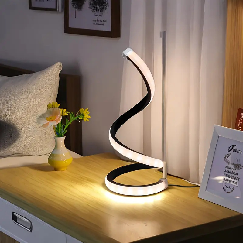 Eine spiralförmige, bodenlose Schreibtischlampe, USB-Netzteil – dreifarbiges Licht, geeignet für Schlafzimmer-Studiencafé: Ursprünglich Titel