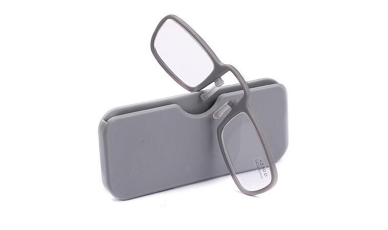 Evunhuo læsebriller næse klip  +1.5to +2.5 stick hvor som helst, ultra let bærbar nødsituation sos tegneboglæser med etui: +250 / Grå