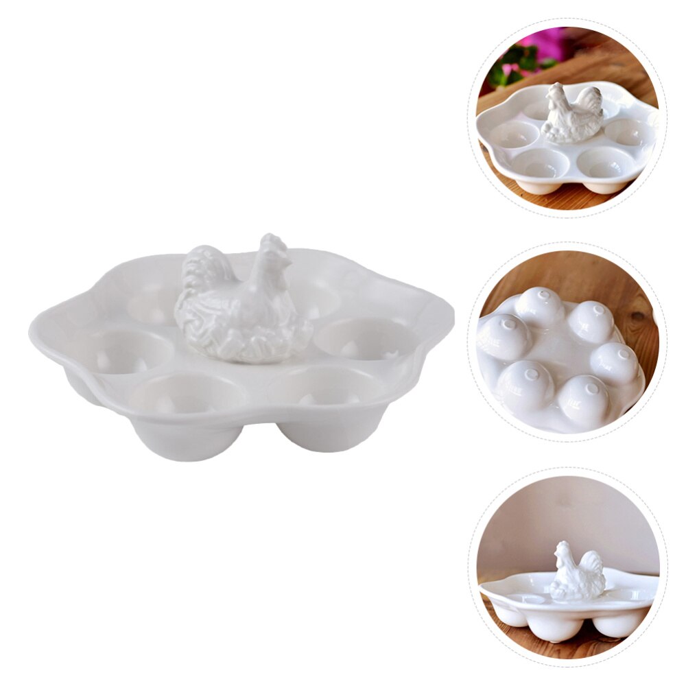 Ceramic Chicken Egg Tray Smooth Surface Egg Holder Multi-purpose Egg Holder: Default Title
