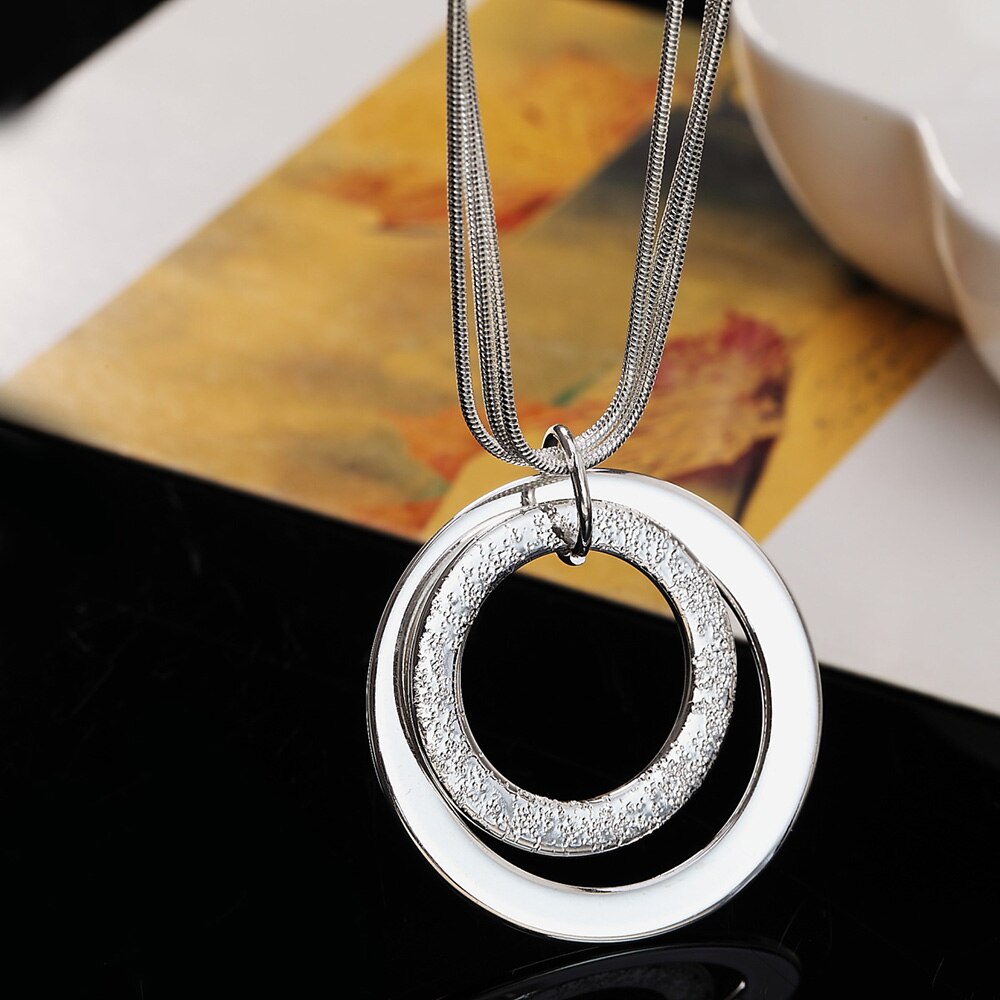 925 en argent Sterling collier rond pendentif multicouche serpent chaîne collier clavicule chaîne pour les femmes bijoux