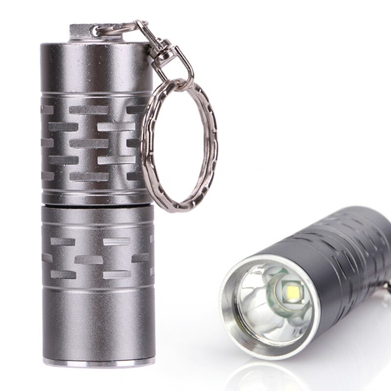 Tragbare Mini Keychain Pocket Torch Taschenlampe Laterne Taschenlampe Wasserdichte 2000 lumen LED Linternas 3 Modi Camping Licht: Gray