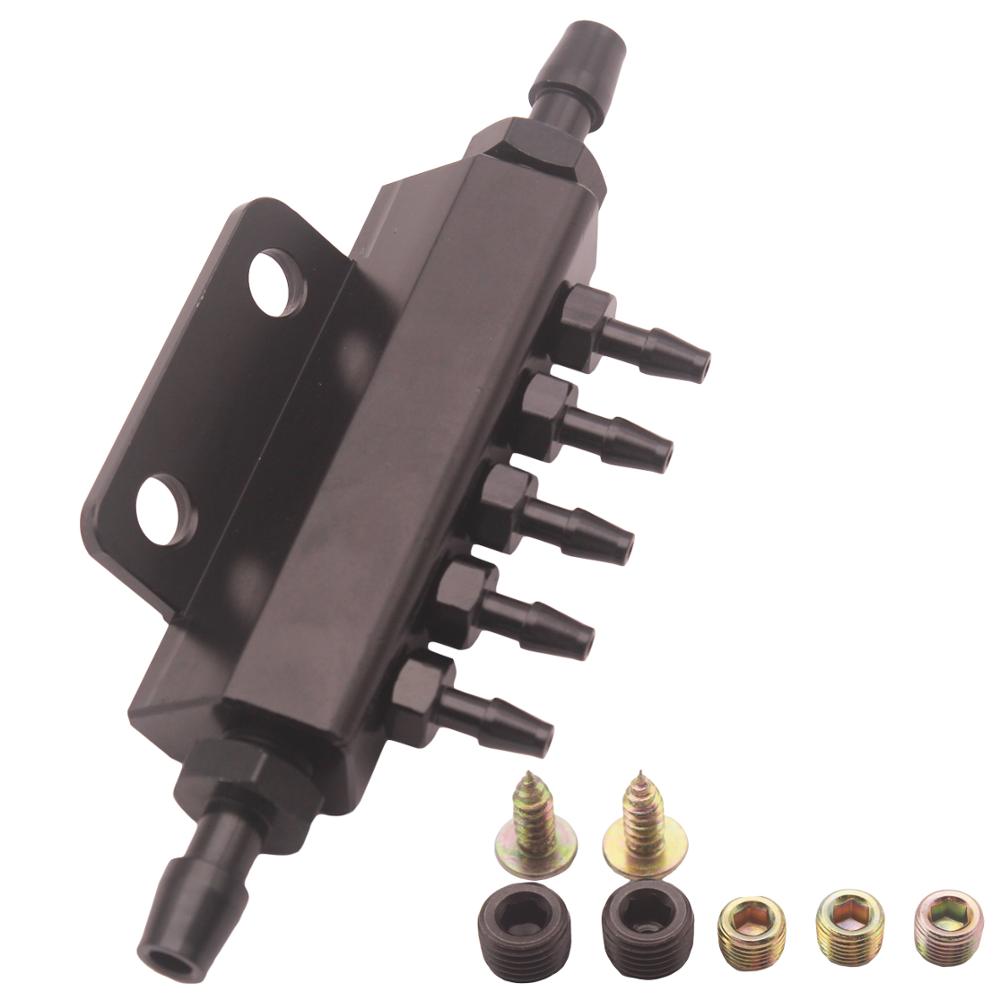 5 Port VACUUM Block Intake Manifold Fuel Gas Wastegate Turbo Boost Black