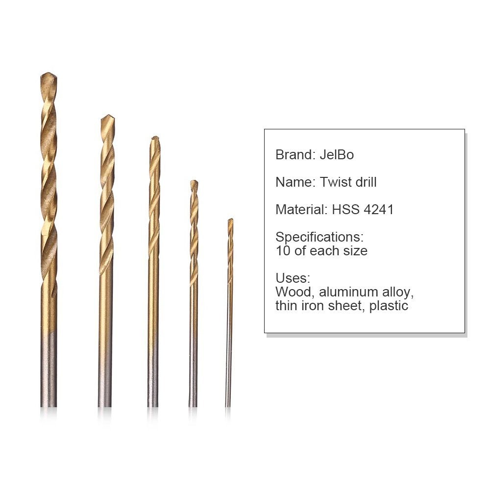 50Pcs Titanium Coated Drill Bits Set HSS High Speed Steel Drill Bits Set Tool Hand Tools Set 1/1.5/2/2.5/3mm