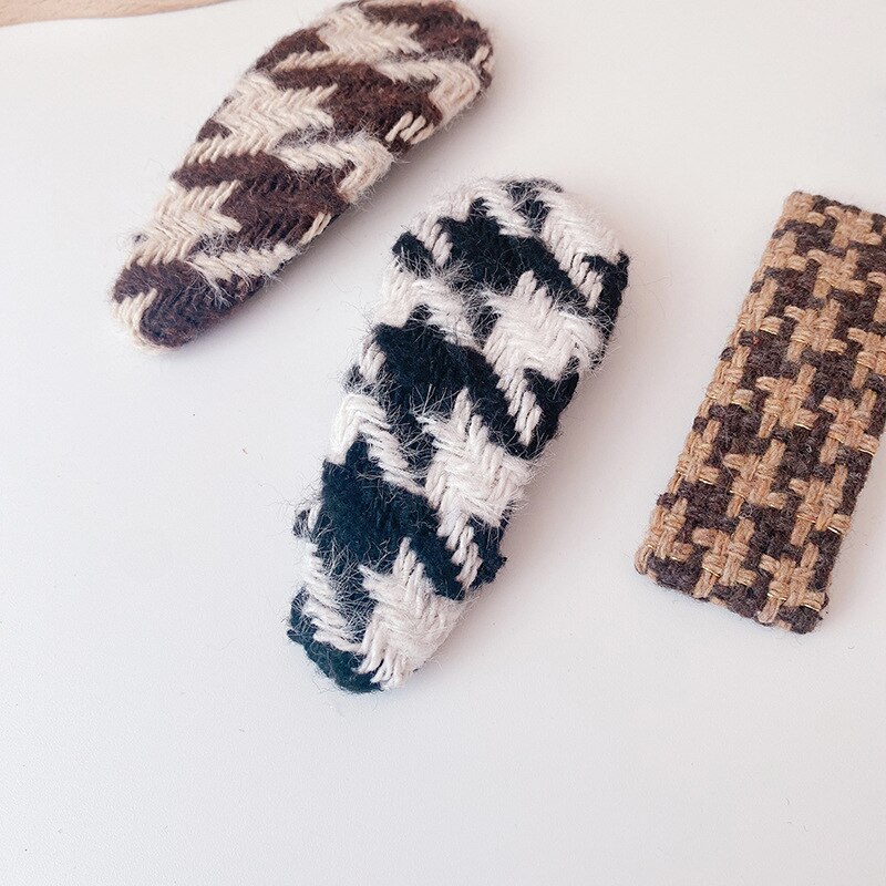 2022 Koreaanse Meisjes Haarspelden Zwart Wit Bruin Plaid Haarspeldjes Voor Vrouw Kids Accessoires In Meisjes