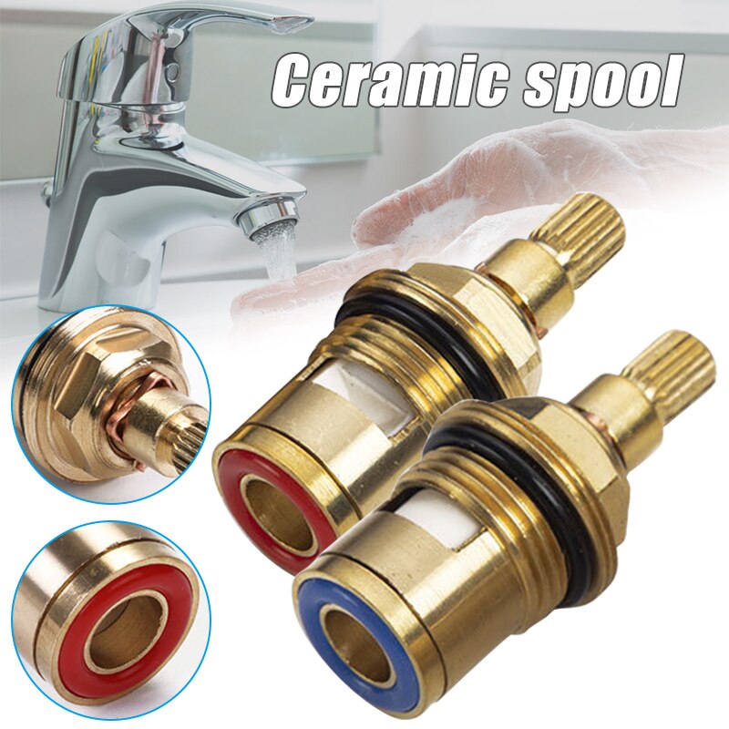 Newest 2 Pcs Replacement Tap Valves Ceramic Disc Gland Brass 20 Teeth 1/2 Inch Accessories
