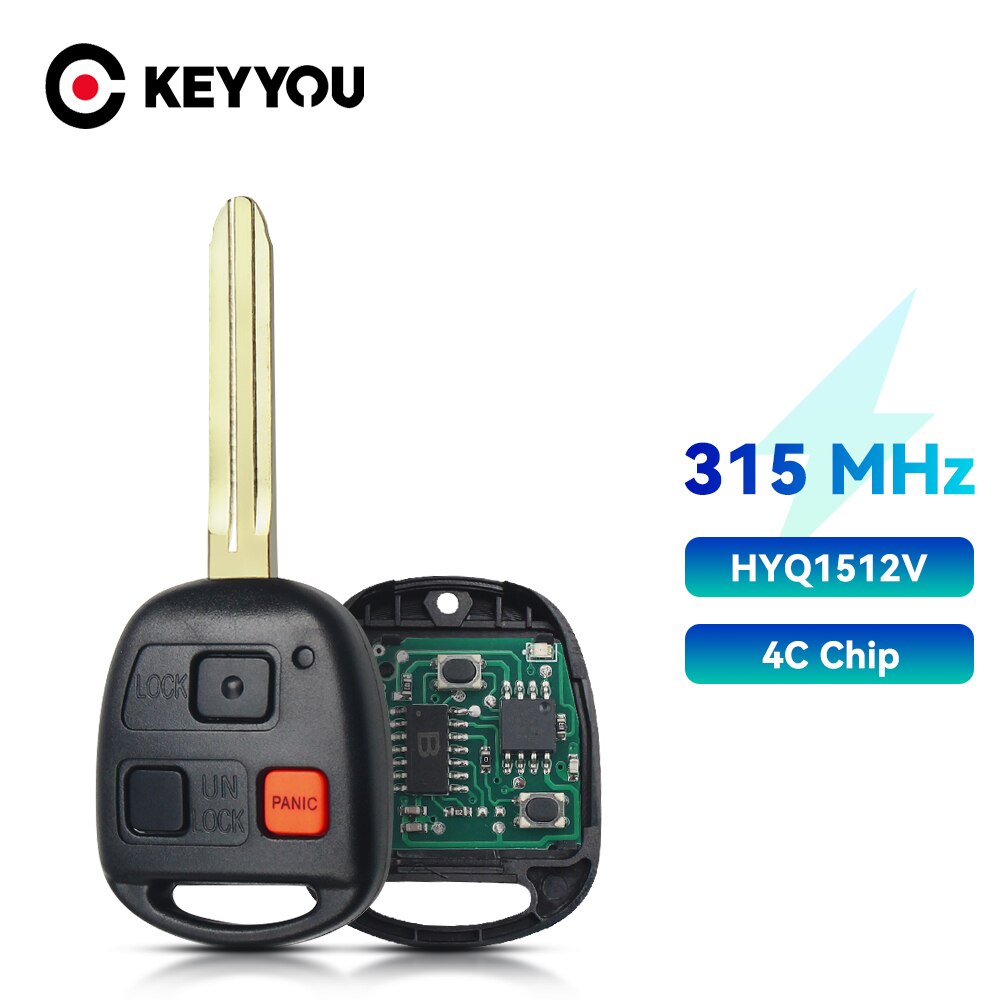KEYYOU Car Remote Key For Toyota Land Cruiser 2003 2004 2005 2006 2007 315Mhz Key HYQ1512V Transponder 4C Chip TOY43 Blade