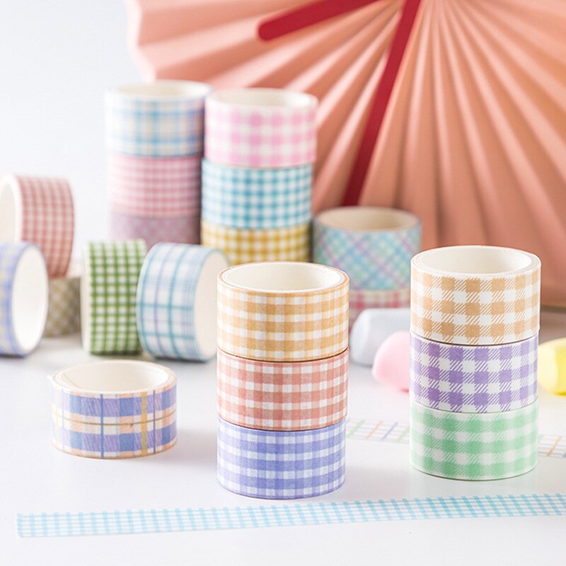 4Rolls Grid Washi Tape Set Cute Masking Tape Cinta Adhesiva Decorativa Papeleria Plakband Ins Stationery Paper Kawaii Washitape