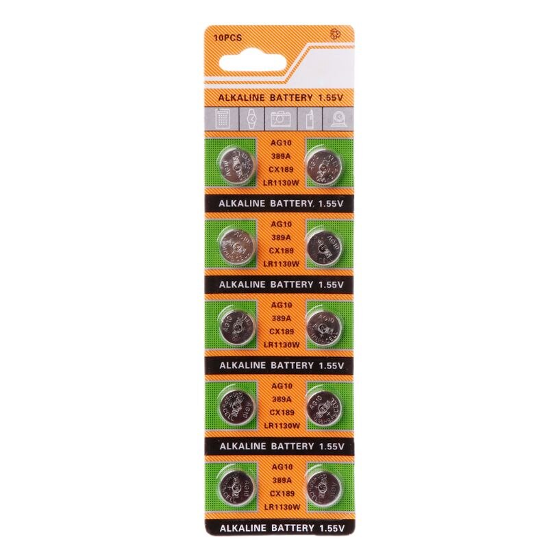 10PCS batteria a bottone a bottone batteria AG10 1.5V batterie per orologi SR54 389 189 LR1130 SR1130 giocattoli telecomando M5TB