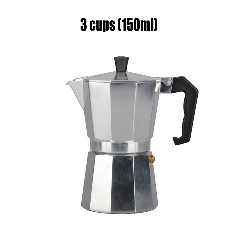 Moka Pot Italiaanse Koffie Machine Espresso Aluminium Geiser Koffiezetapparaat Waterkoker Latte Kachel Klassieke Coffeeware Barista Accessoires: 150ML