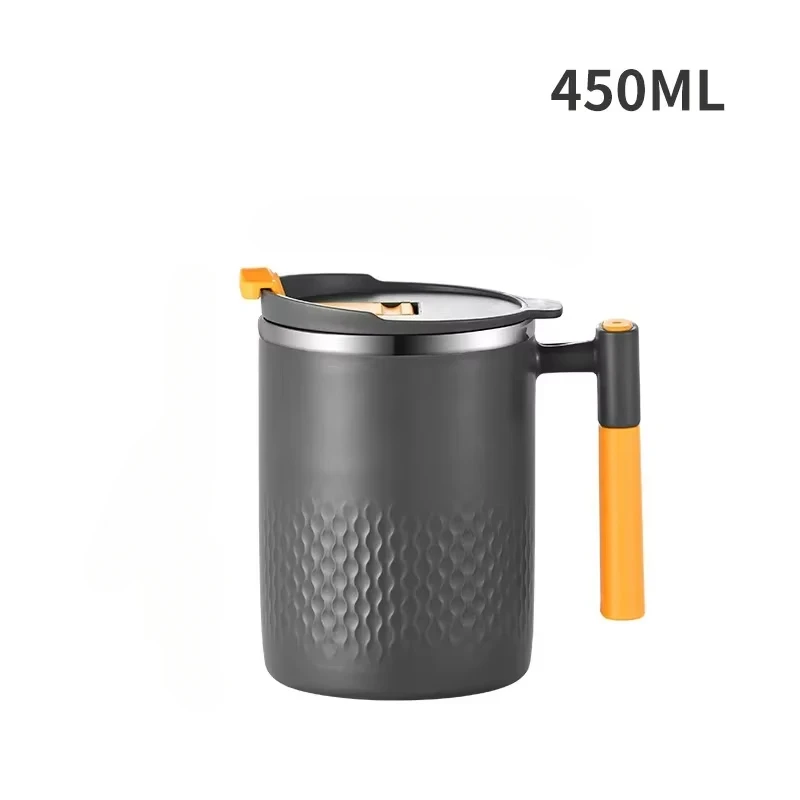 Stainless Steel Mug with Handle and Lid Double Wall Heat-resistant Anti-scald Coffee Cup Household Office Milk Oatmeal Water Cup