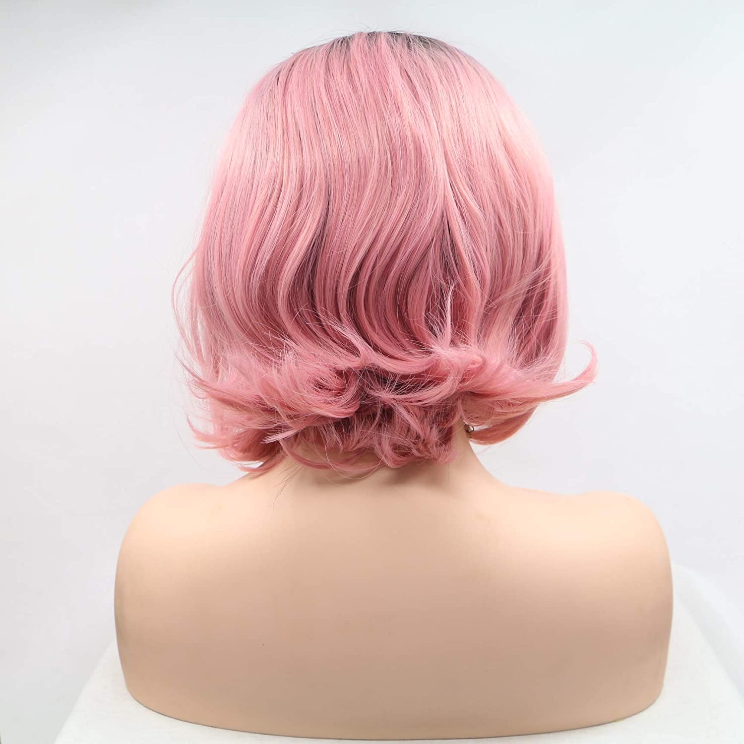 Korte Bob Roze Kant Voor Pruiken Voor Zwarte Vrouwen Rechte Golf Synthetische Pruik Half Hand Gebonden Hoge Temperatuur vezel Haar