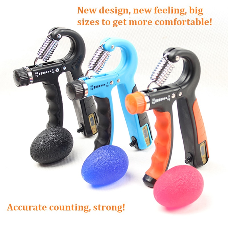 Pinza electrónica de conteo para la salud con pelota elástica, agarre ajustable para el dedo, ejercicio pesado, fuerza para recuperación muscular
