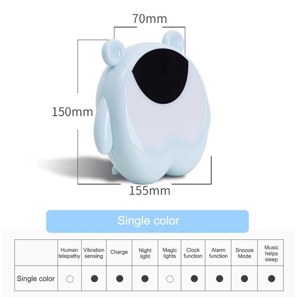 Night Light 3 In 1 Alarm Clock Kids Children Sleep Bedside Alarm Clock Wake Up Temperature Snooze Timer Clock Christmas: Blue