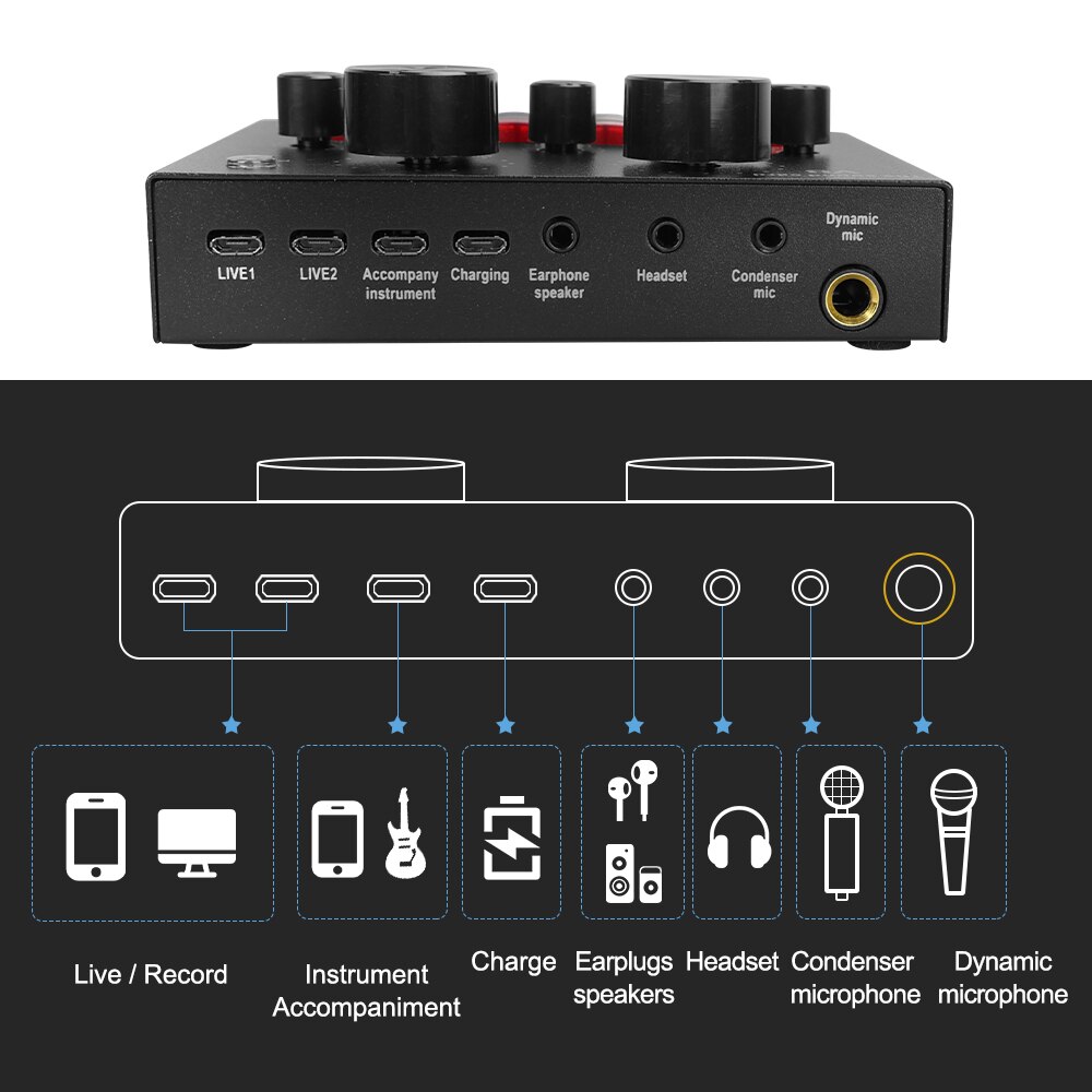 V500 Condenser Microphone For Smart Phone&amp;Laptop 3.5MM Directly Used With Strong Holder Recording Device Phone Microphone