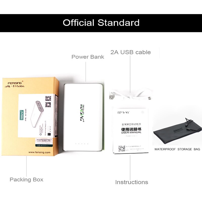 FERISING Power Bank External Battery Pack Portable Charger 20000mah PowerBank for Phone&Tablet Pover bank (Clearance )