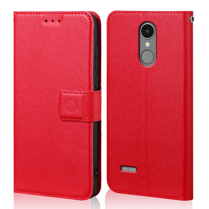Siliconen Flip Case Voor Lg K8 X240 Luxe Wallet Pu Leer Magnetische Telefoon Zakken Gevallen Voor Lg K8 x240 Met Kaarthouder: Red