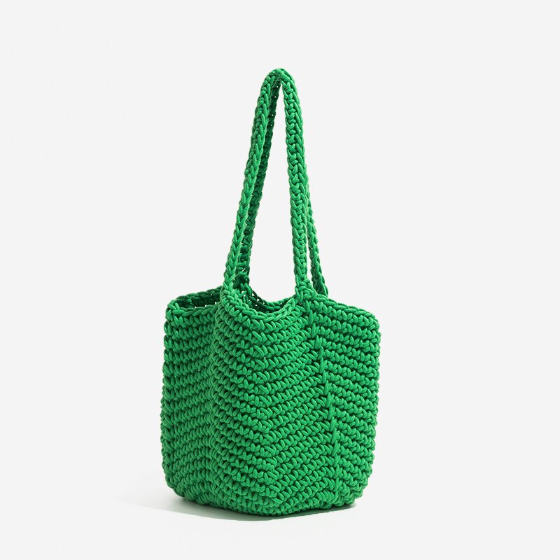 Mabula häkel-schultertaschen für damen, umweltfreundliche, handgewebte beuteltaschen aus weicher baumwolle, schlicht und stilvoll, lässige tragetaschen: C