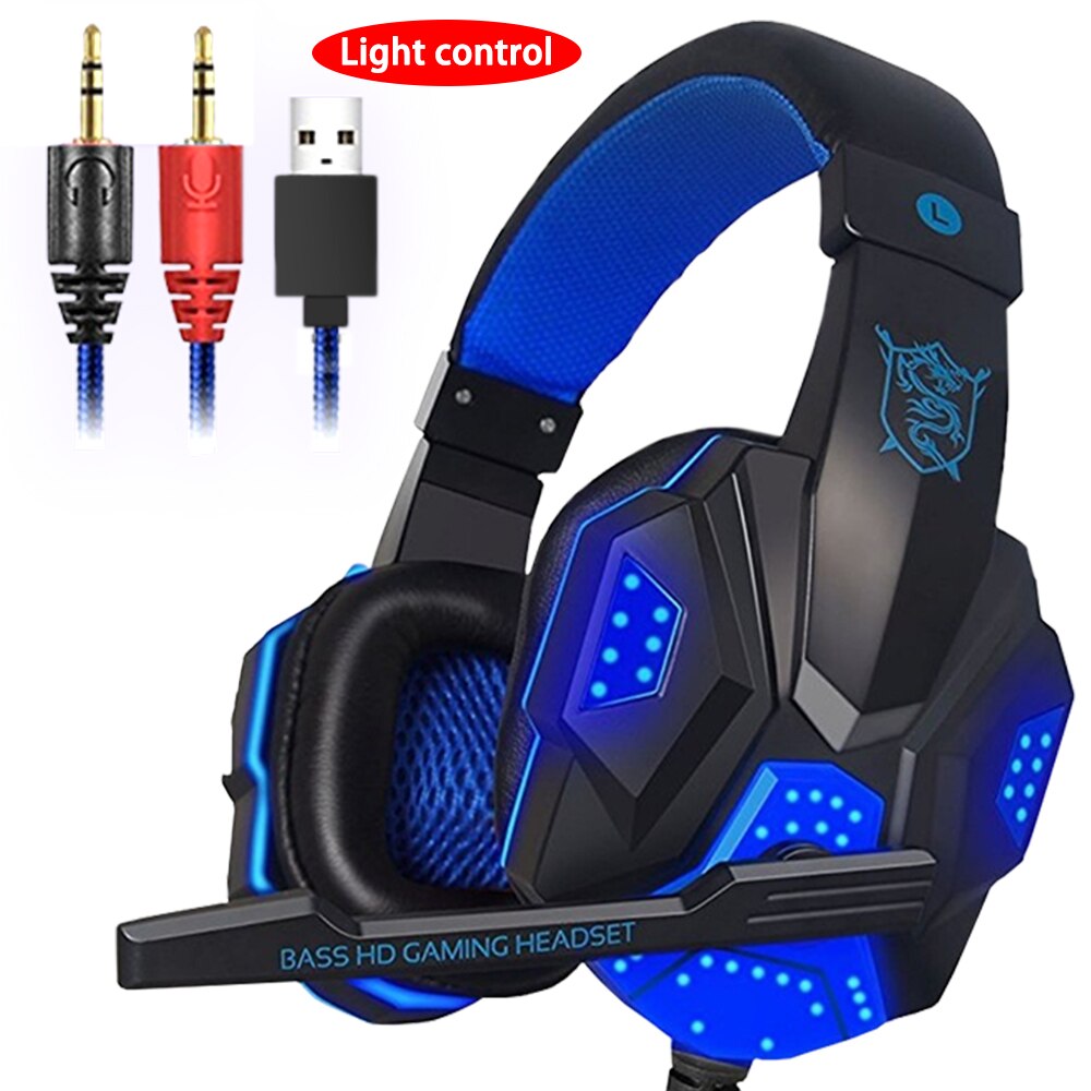 Gaming headset datamaskin stereo gaming hodetelefoner beste casque dyp bass spill øretelefoner med mic led lys for pc gamer