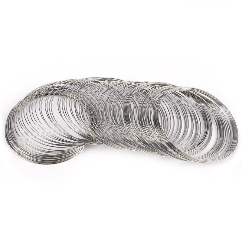 100 Pcs Dikte 0.6 Mm/Diameter 6 Cm Draad Armband Ring Geheugen Kralen Staaldraad Voor Diy armband Sieraden Maken: Rhodium Dia 6cm