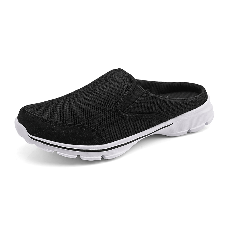 Susugrace – demi-chaussures pour hommes, mocassins plats décontractés pour l'extérieur, à la , doux et respirants, chaussures Super légères pour hommes, demi-pantoufle,: black / 46