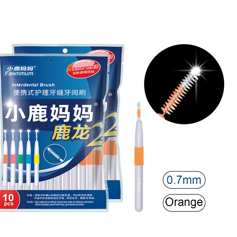 10 Stuks Rager Twee-Kleur Haren Volwassen Tandenborstel L-Vorm Tandenstokers Bretels Borstel Schoon Tand Oral Care tool: 0.7MM