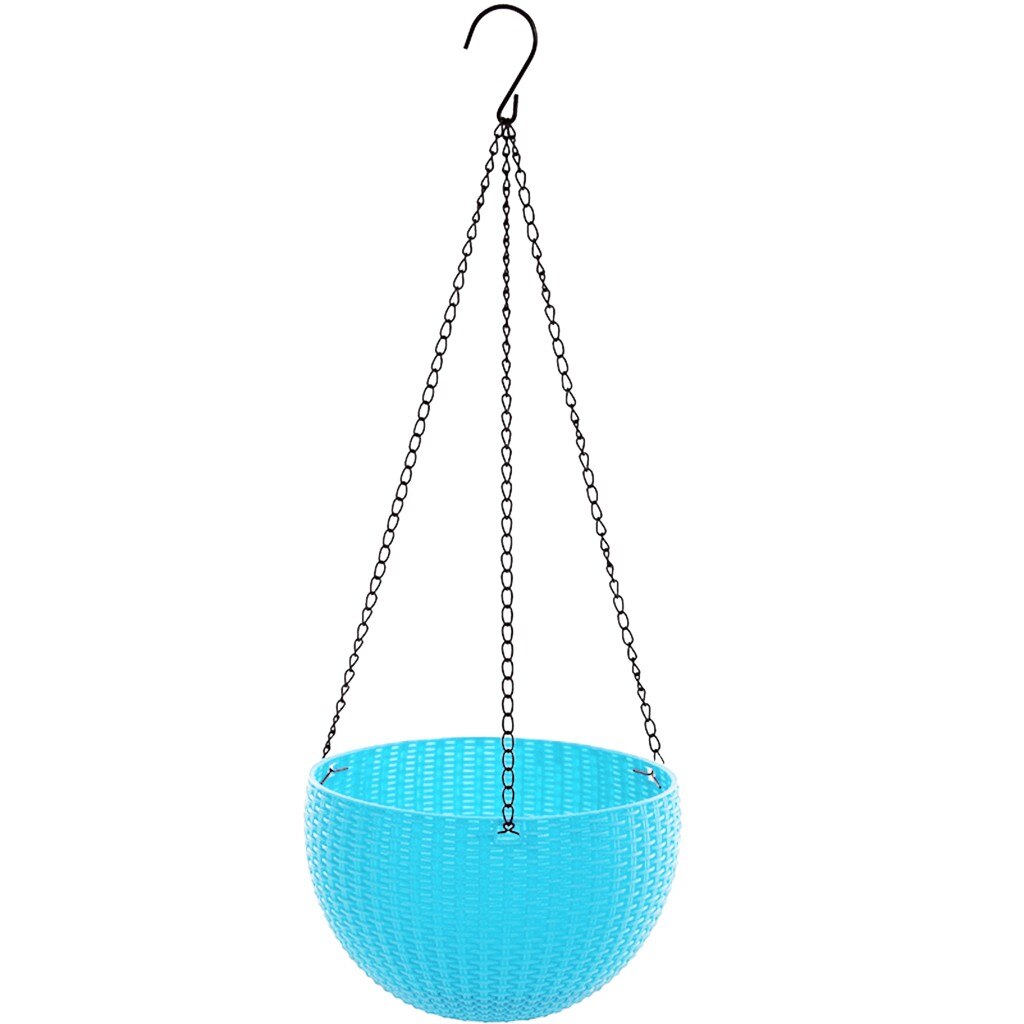 Flower Pot Hanging Balcony 1x Rattan Hanging Plant Pots Flower Baskets Self Watering Wall Garden Plant Pot Garden Decoration: Blue