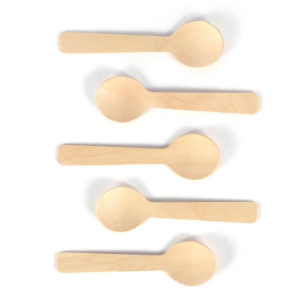 100pcs Disposable Wood Spoons Ice Cream Tea Spoon 10cm Flatware Cutlery Bupplies Party Tableware Kitchen Accessories