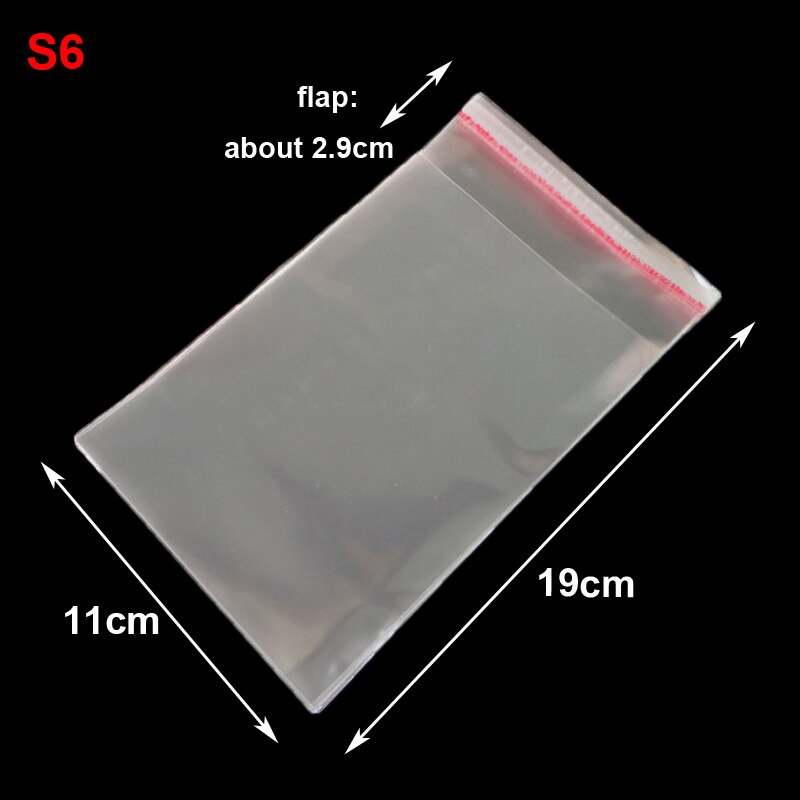50pcs Resealable Plastic Transparent Bags Clear Cellophane Self-adhesive Plastic Opp Bag Packing Storage Poly Bag: 50pcs 11x19cm