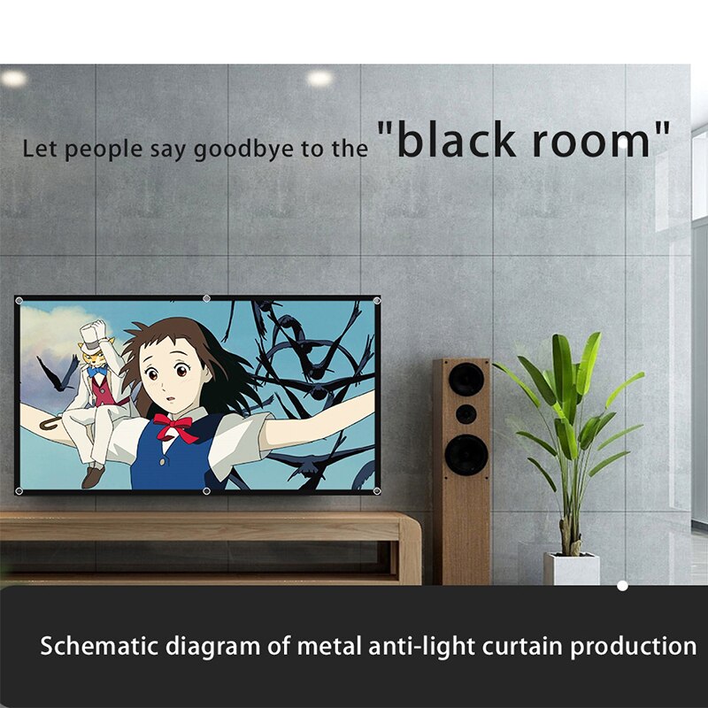 Metal Anti Light Projector Screen 16:9 100 120 130 Inch Portable High Brightness Foldable Movie Curtain for Espon XGIMI Beamer
